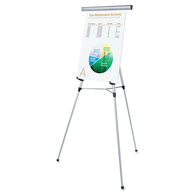 3-Leg Telescoping Easel with Pad Retainer, Adjusts 34" to 64", Aluminum, Silver Flipcost Flipcost