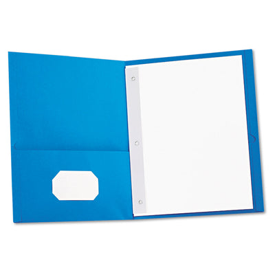 Two-Pocket Portfolios with Tang Fasteners, 0.5" Capacity, 11 x 8.5, Light Blue, 25/Box Flipcost Flipcost