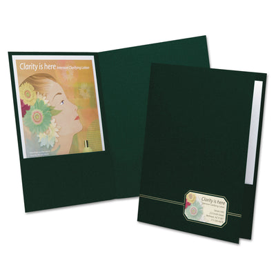 Oxford™ Monogram Series Business Portfolio, Premium Cover Stock, 0.5" Capacity, 11 x 8.5, Green w/Embossed Gold Foil Accents, 4/Pack - Flipcost