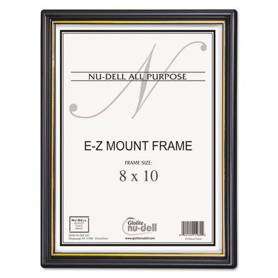 NuDell™ EZ Mount Document Frame with Trim Accent and Plastic Face, Plastic, 8 x 10, Black/Gold - Flipcost