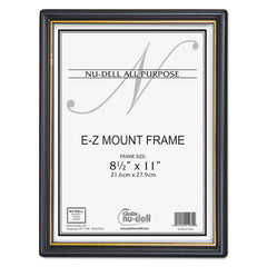 NuDell™ EZ Mount Document Frame with Trim Accent and Plastic Face, Plastic, 8.5 x 11 Insert, Black/Gold - Flipcost