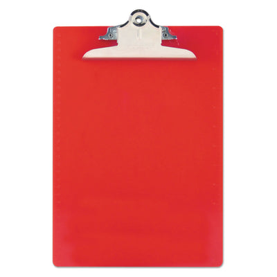 Saunders Recycled Plastic Clipboard with Ruler Edge, 1" Clip Capacity, Holds 8.5 x 11 Sheets, Red - Flipcost
