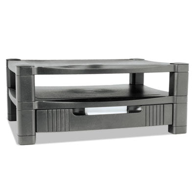 Two-Level Monitor Stand, 17" x 13.25" x 3.5" to 7", Black, Supports 50 lbs - Flipcost