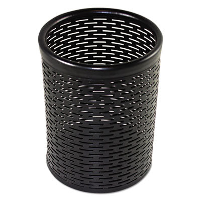 Urban Collection Punched Metal Pencil Cup, 3.5" Diameter x 4.5"h, Black. Flipcost Flipcost