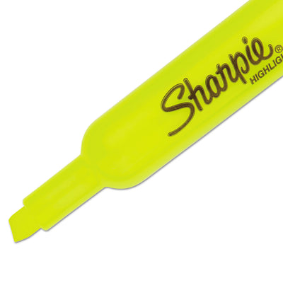 Sharpie® Tank Style Highlighters, Fluorescent Yellow Ink, Chisel Tip, Yellow Barrel, 4/Set - Flipcost