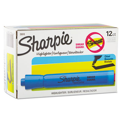 Sharpie® Tank Style Highlighters, Blue Ink, Chisel Tip, Blue Barrel, Dozen - Flipcost
