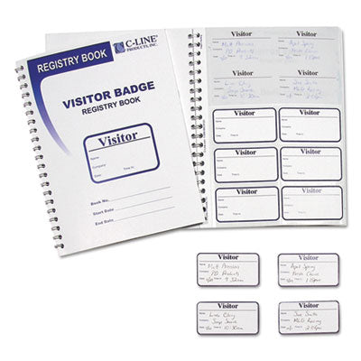 Visitor Badges with Registry Log, 3 5/8 x 1 7/8, White, 150 Badges/Box Flipcost Flipcost