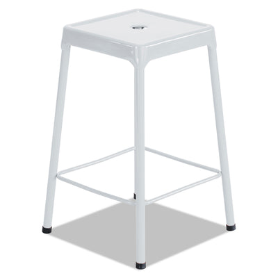 Counter-Height Steel Stool, Backless, Supports Up to 250 lb, 25" Seat Height, White Flipcost Flipcost