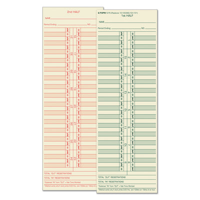 Time Clock Cards, Replacement for 10-100382/1950-9631, Two Sides, 3.5 x 10.5, 500/Box Flipcost Flipcost