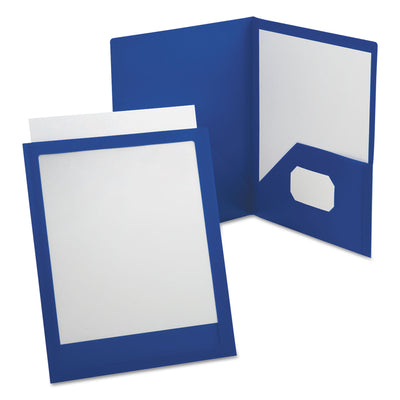 Oxford™ ViewFolio Polypropylene Portfolio, 100-Sheet Capacity, 11 x 8.5, Clear/Blue - Flipcost