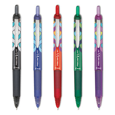Pilot® Precise V5RT Deco Collection Roller Ball Pen, Retractable, Extra-Fine 0.5 mm, Assorted Peacock Ink and Barrel Colors, 5/Pack - Flipcost