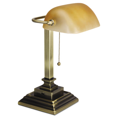 Alera® Traditional Banker's Lamp with USB, 10w x 10d x 15h, Antique Brass Flipcost Flipcost
