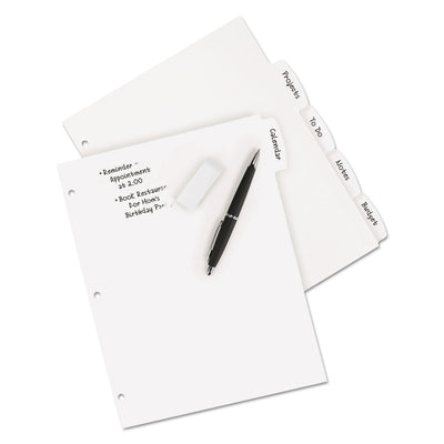 Write and Erase Big Tab Durable Plastic Dividers, 3-Hole Punched, 5-Tab, 11 x 8.5, White, 1 Set Flipcost Flipcost
