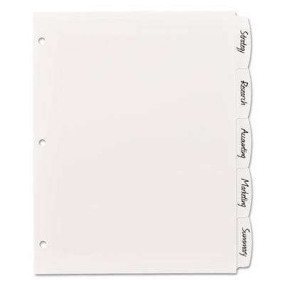 Write and Erase Big Tab Durable Plastic Dividers, 3-Hole Punched, 5-Tab, 11 x 8.5, White, 1 Set Flipcost Flipcost
