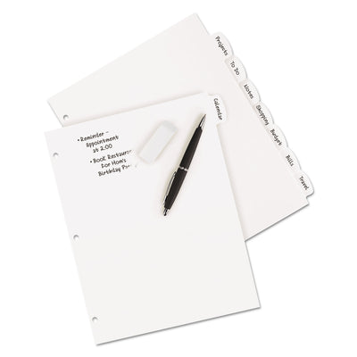 Write and Erase Big Tab Durable Plastic Dividers, 3-Hole Punched, 8-Tab, 11 x 8.5, White, 1 Set Flipcost Flipcost