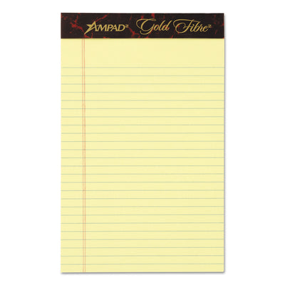 Gold Fibre Quality Writing Pads, Medium/College Rule, 50 Canary-Yellow 5 x 8 Sheets, Dozen Flipcost Flipcost