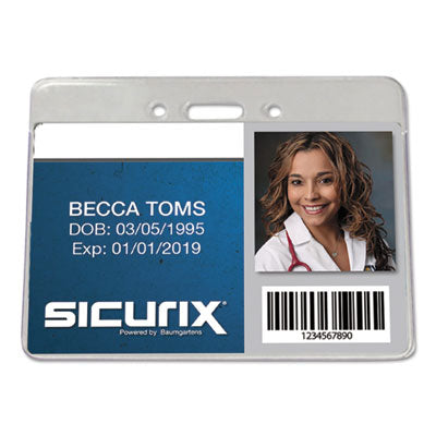 SICURIX® Sicurix Proximity Badge Holder, Horizontal, 4w x 3h, Clear, 50/Pack Flipcost Flipcost
