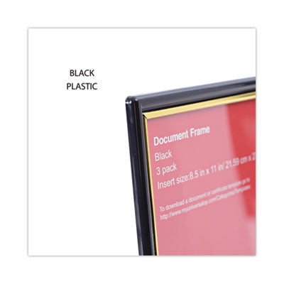 Universal® All Purpose Document Frame, 8.5 x 11 Insert, Black/Gold, 3/Pack - Flipcost