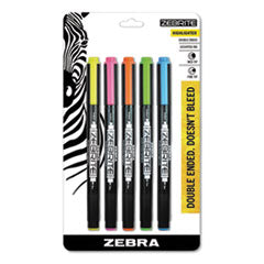 Zebra® Zebrite Eco Double-Ended Highlighter, Assorted Ink Colors, Medium-Chisel/Fine-Bullet Tips, Assorted Barrel Colors, 5/Set - Flipcost