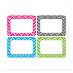Teacher Created Resources All Grade Self-Adhesive Name Tags, 3.5 x 2.5, Chevron Border Design, Assorted Colors, 36/Pack - Flipcost