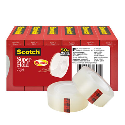 Scotch® Super-Hold Tape Refill, 1" Core, 0.75" x 27.77 yds, Crystal Clear, 10 Rolls/Pack - Flipcost