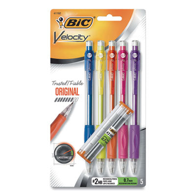 Velocity Original Mechanical Pencil, 0.7 mm, HB (#2), Black Lead, Assorted Barrel Colors, 5/Pack Flipcost Flipcost