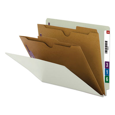 X-Heavy End Tab Pressboard Classification Folders, Six SafeSHIELD Fasteners, 2 Dividers, Letter Size, Gray-Green, 10/Box Flipcost Flipcost