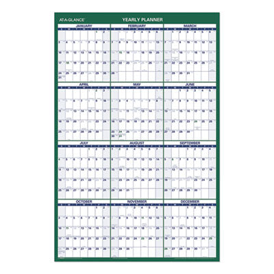 Vertical Erasable Wall Planner, 24 x 36, White/Green Sheets, 12-Month (Jan to Dec): 2023 Flipcost Flipcost