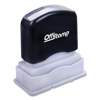 Offistamp® Pre-Inked Message Stamp with Blank Date Box, POSTED, 1.63" x 0.38", Red Ink - Flipcost