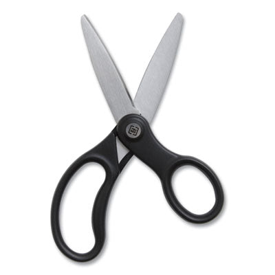 TRU RED™ Ambidextrous Stainless Steel Scissors, 5" Long, 2.64" Cut Length, Black Straight Ergonomic Handle - Flipcost