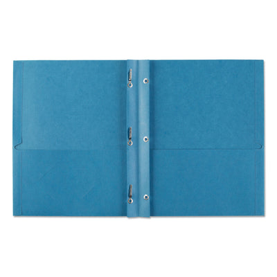 Two-Pocket Folder, Prong Fastener, 0.5" Capacity, 11 x 8.5, Light Blue, 25/Box Flipcost Flipcost