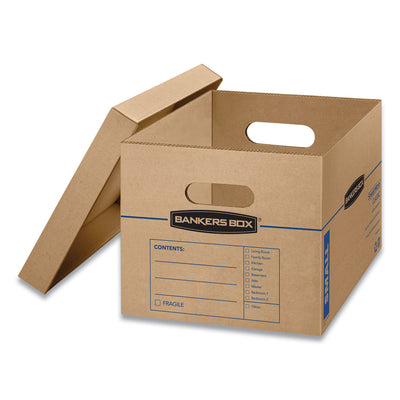 FELLOWES MFG. CO. SmoothMove Classic Moving/Storage Boxes, Half Slotted Container (HSC), Small, 12" x 15" x 10", Brown/Blue, 20/Carton - Flipcost
