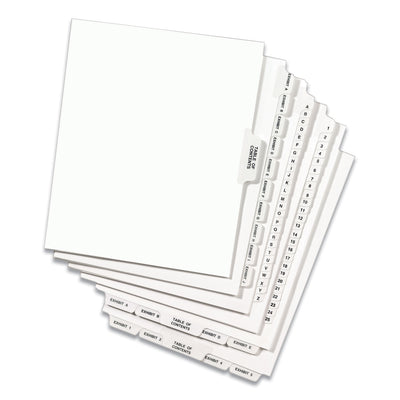 Preprinted Legal Exhibit Side Tab Index Dividers, Avery Style, 10-Tab, 8, 11 x 8.5, White, 25/Pack Flipcost Flipcost