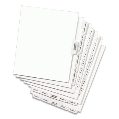 Preprinted Legal Exhibit Side Tab Index Dividers, Avery Style, 10-Tab, 9, 11 x 8.5, White, 25/Pack Flipcost Flipcost