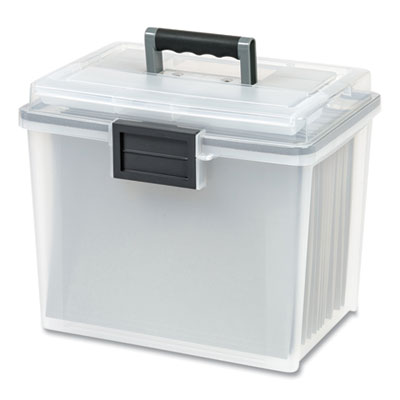 WEATHERTIGHT Portable File Box, Letter Files, 13.7 x 10.4 x 11.8, Clear/Gray Accents Flipcost Flipcost