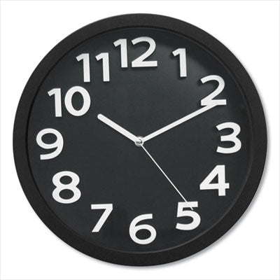 Wall Clock with Raised Numerals and Silent Sweep Dial, 13" Overall Diameter, Black Case, Black Face, 1 AA (sold separately) Flipcost Flipcost