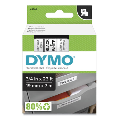 D1 High-Performance Polyester Removable Label Tape, 0.75" x 23 ft, Black on White Flipcost Flipcost