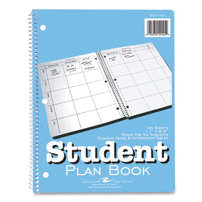 Student Plan Book, 40-Weeks: Six-Subject Day, Blue/White Cover, (100) 11 x 8.5 Sheets - Flipcost