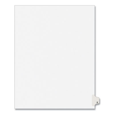 Preprinted Legal Exhibit Side Tab Index Dividers, Avery Style, 26-Tab, Z, 11 x 8.5, White, 25/Pack, (1426) - Flipcost