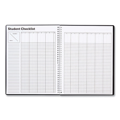Weekly Teacher Planner, Two-Page Spread (Nine Classes), 11 x 8.5, Black Cover Flipcost Flipcost