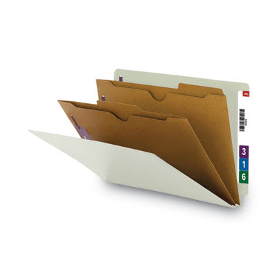 X-Heavy End Tab Pressboard Classification Folders, Six SafeSHIELD Fasteners, 2 Dividers, Legal Size, Gray-Green, 10/Box Flipcost Flipcost