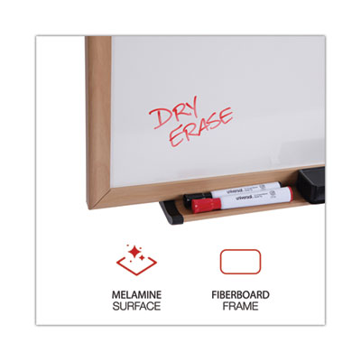Universal® Deluxe Melamine Dry Erase Board, 36 x 24, Melamine White Surface, Oak Fiberboard Frame Flipcost Flipcost