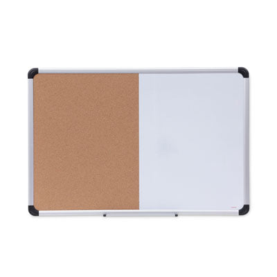 Universal® Cork/Dry Erase Board, Melamine, 36 x 24, Tan/White Surface, Gray/Black Aluminum/Plastic Frame Flipcost Flipcost