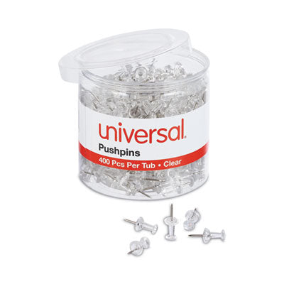 Universal® Clear Push Pins, Plastic, Clear, 0.38", 400/Pack - Flipcost