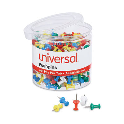Universal® Colored Push Pins, Plastic, Assorted, 0.38", 400/Pack - Flipcost