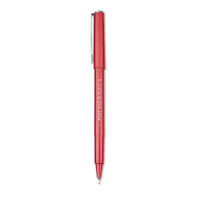 Pilot® Razor Point II Super Fine Line Porous Point Pen, Stick, Ultra-Fine 0.2 mm, Red Ink, Red Barrel, Dozen Flipcost Flipcost