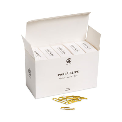 Paper Clips, Medium, Vinyl-Coated, Gold, 200 Clips/Box, 5 Boxes/Pack Flipcost Flipcost