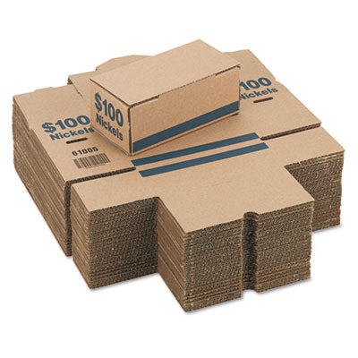 Corrugated Cardboard Coin Storage and Shipping Boxes, Denomination Printed On Side, 9.38 x 4.63 x 3.69, Blue Flipcost Flipcost