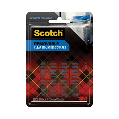 Scotch® Removable Clear Mounting Squares, Holds Up to 0.33 lbs, 0.69 x 0.69, Clear, 35/Pack - Flipcost