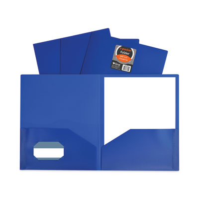 Two-Pocket Heavyweight Poly Portfolio Folder, 11 x 8.5, Blue, 25/Box Flipcost Flipcost